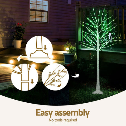1.7M Christmas Tree 120 RGB LED Lights Jingle Jollys XMAS-TWIG-RGB-6FT-DIMMABLE