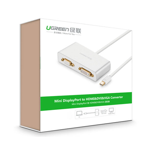 UGREEN 3-in-1 Mini DisplayPort to HDMI&VGA&DVI converter - white (10438) V28-ACBUGN10438