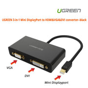 UGREEN 3-in-1 Mini DisplayPort to HDMI&VGA&DVI converter - black (10440) V28-ACBUGN10440