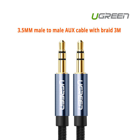 UGREEN 3.5MM male to male AUX cable with braid 3M (10688) V28-ACBUGN10688