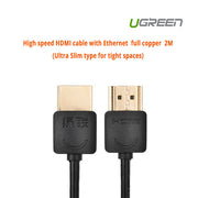UGREEN High speed with Ethernet full copper Ultra Slim HDMI cable 2M (11199) V28-ACBUGN11199