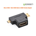 UGREEN Micro HDMI + Mini HDMI Male to HDMI Female Adapter (20144) V28-ACBUGN20144