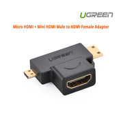 UGREEN Micro HDMI + Mini HDMI Male to HDMI Female Adapter (20144) V28-ACBUGN20144