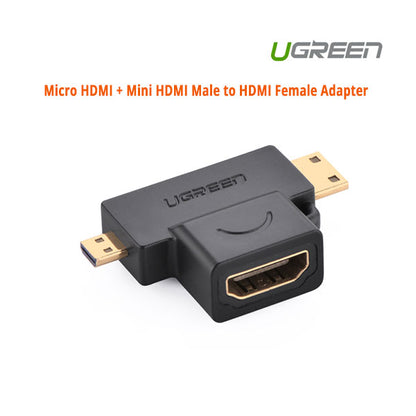 UGREEN Micro HDMI + Mini HDMI Male to HDMI Female Adapter (20144) V28-ACBUGN20144