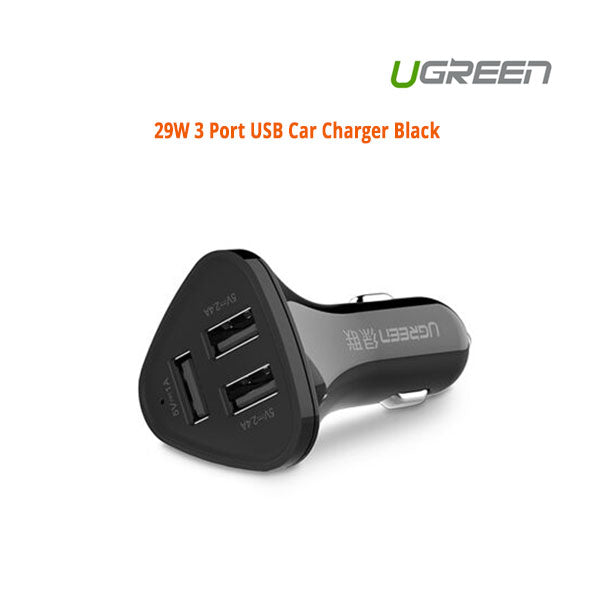 Ugreen 29W 3 Port USB Car Charger Black ACBUGN40284 V28-ACBUGN40284