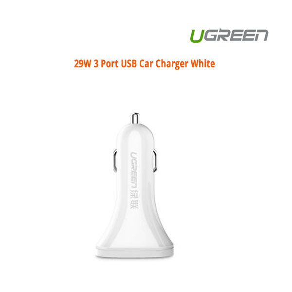 Ugreen 29W 3 Port USB Car Charger White ACBUGN40285 V28-ACBUGN40285