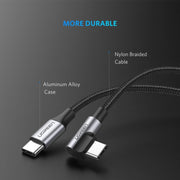 UGREEN USB-C to Angled USB 2.0 C M/M Round Cable Aluminum Shell Nickel Plating 2m (Gray Black) 50125 V28-ACBUGN50125