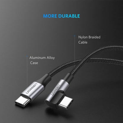 UGREEN USB-C to Angled USB 2.0 C M/M Round Cable Aluminum Shell Nickel Plating 2m (Gray Black) 50125 V28-ACBUGN50125