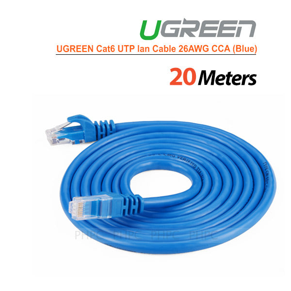 UGREEN Cat6 UTP lan cable blue color 26AWG CCA 20M (11206) V28-ACBUGNCAT6M20