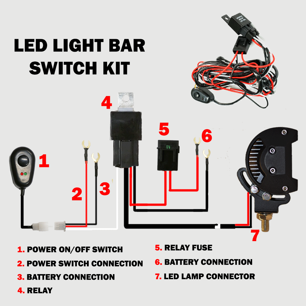 2way LED Universal Driving light Wiring Loom Harness 12V 24V 40A Relay Switch V94-4X4-WIRT-2OPT