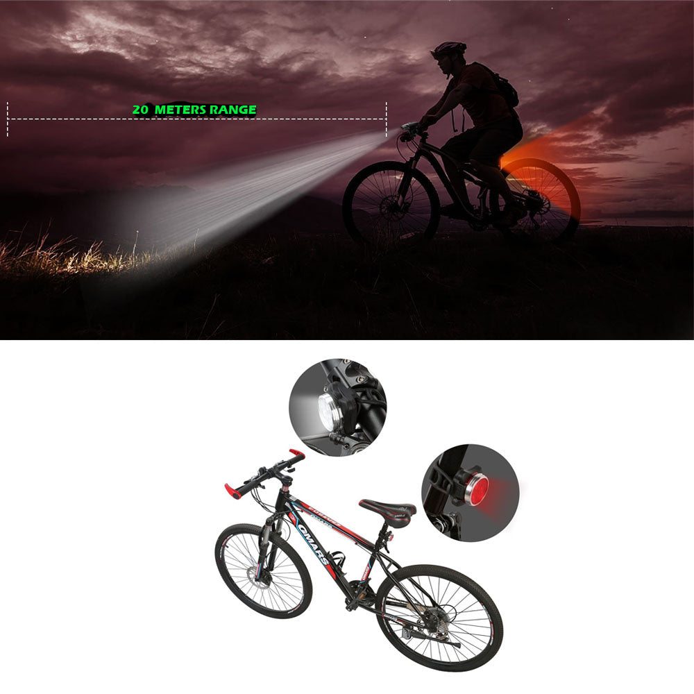 Waterproof Bicycle Bike Lights Front Rear Tail Light Lamp USB Rechargeable IPX4 V94-CBMSW+CBMSR