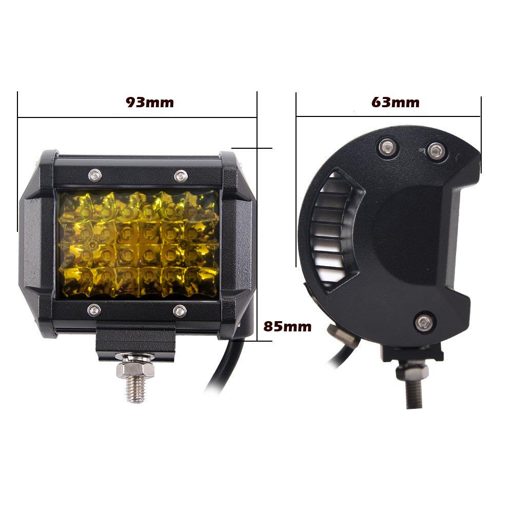 2x 4 inch Spot LED Work Light Bar Philips Quad Row 4WD Fog Amber Reverse Driving V94-4X4-WORK18SL4-Y*2