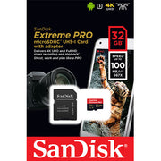 SANDISK SDSQXCG-032G-GN6MA 32GB MICRO SDHC EXTREME PRO 4K , A1 V30, UHS-I/ U3, 100MB/s V28-FFCSAN32GTFQXCG100