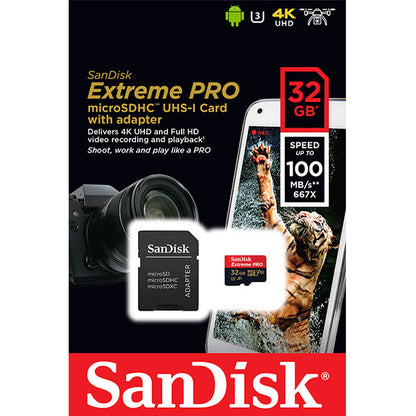 SANDISK SDSQXCG-032G-GN6MA 32GB MICRO SDHC EXTREME PRO 4K , A1 V30, UHS-I/ U3, 100MB/s V28-FFCSAN32GTFQXCG100