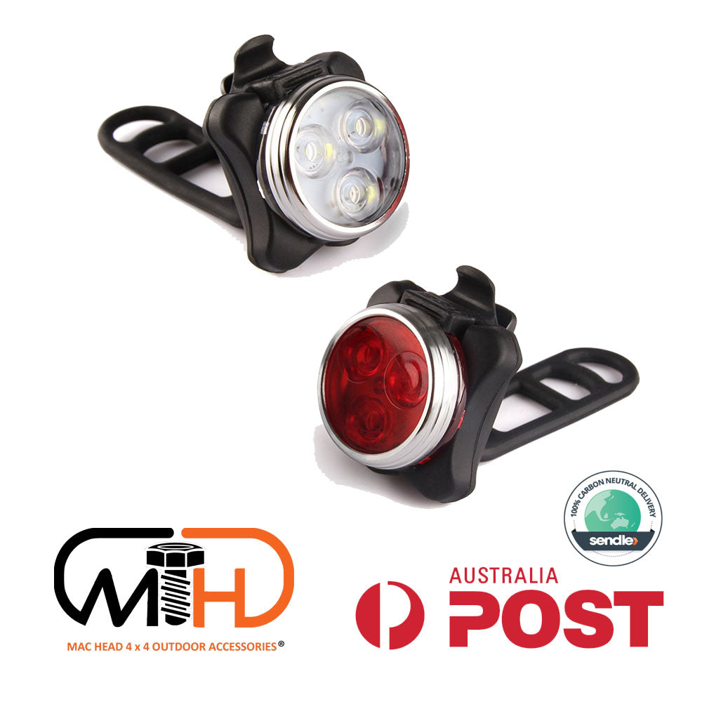 Waterproof Bicycle Bike Lights Front Rear Tail Light Lamp USB Rechargeable IPX4 V94-CBMSW+CBMSR