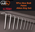 9pcs LONG Arm Allen Keys Set Metric Ball End Driver Hex Allan Allen Kit V94-ODR-AKEY-BALLPOINT