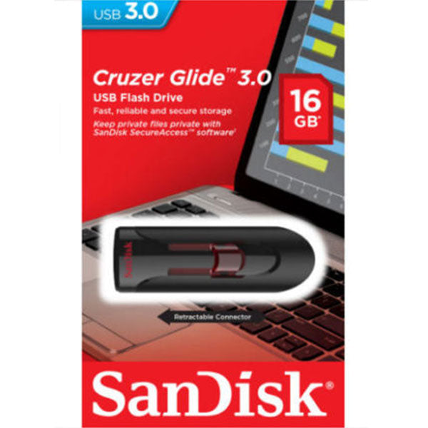 SANDISK SDCZ600-016G 16GB CZ600 CRUZER GLIDE USB 3.0 VERSION V28-FUSSAN16GCZ600U3CG