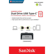 SANDISK ULTRA 32GB SDDDC2-032G Dual USB Drive Type-C 3.1 V28-FUSSAN32GSDDDC2