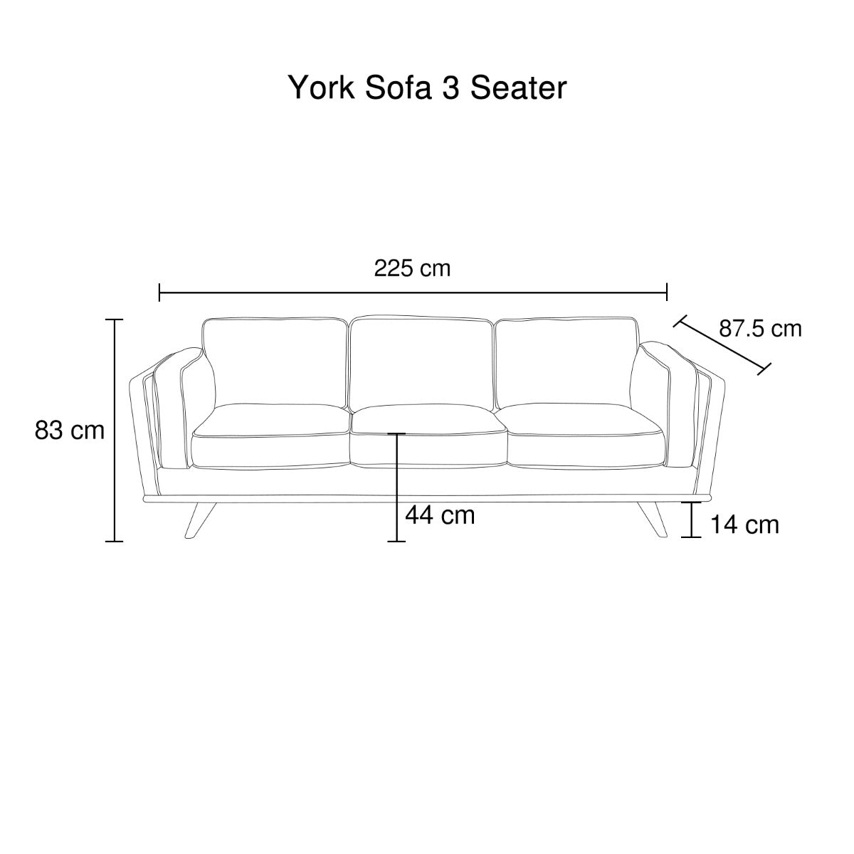 3 Seater Sofa Beige Fabric Modern Lounge Set for Living Room Couch with Wooden Frame V43-SOF-YOKBG3S