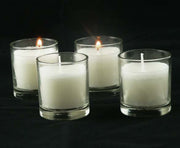 10 White Wax Clear Glass Holder Votive Candle - Wedding Event Centrepiece Table Decoration V382-CLEAR-GLASS-WHITE-WAX