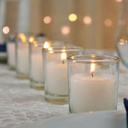 10 White Wax Clear Glass Holder Votive Candle - Wedding Event Centrepiece Table Decoration V382-CLEAR-GLASS-WHITE-WAX