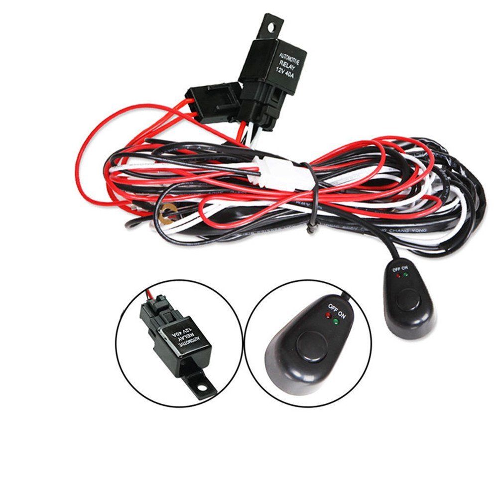 2way LED Universal Driving light Wiring Loom Harness 12V 24V 40A Relay Switch V94-4X4-WIRT-2OPT