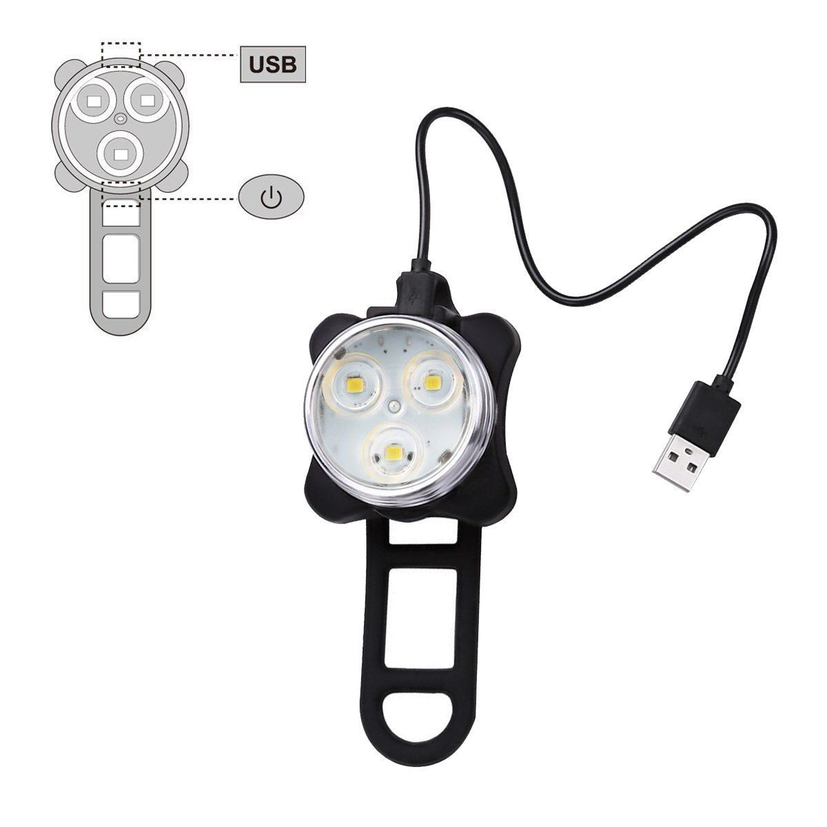 Waterproof Bicycle Bike Lights Front Rear Tail Light Lamp USB Rechargeable IPX4 V94-CBMSW+CBMSR