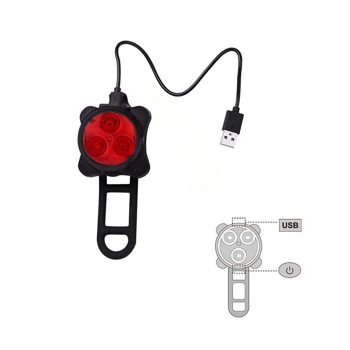 Waterproof Bicycle Bike Lights Front Rear Tail Light Lamp USB Rechargeable IPX4 V94-CBMSW+CBMSR