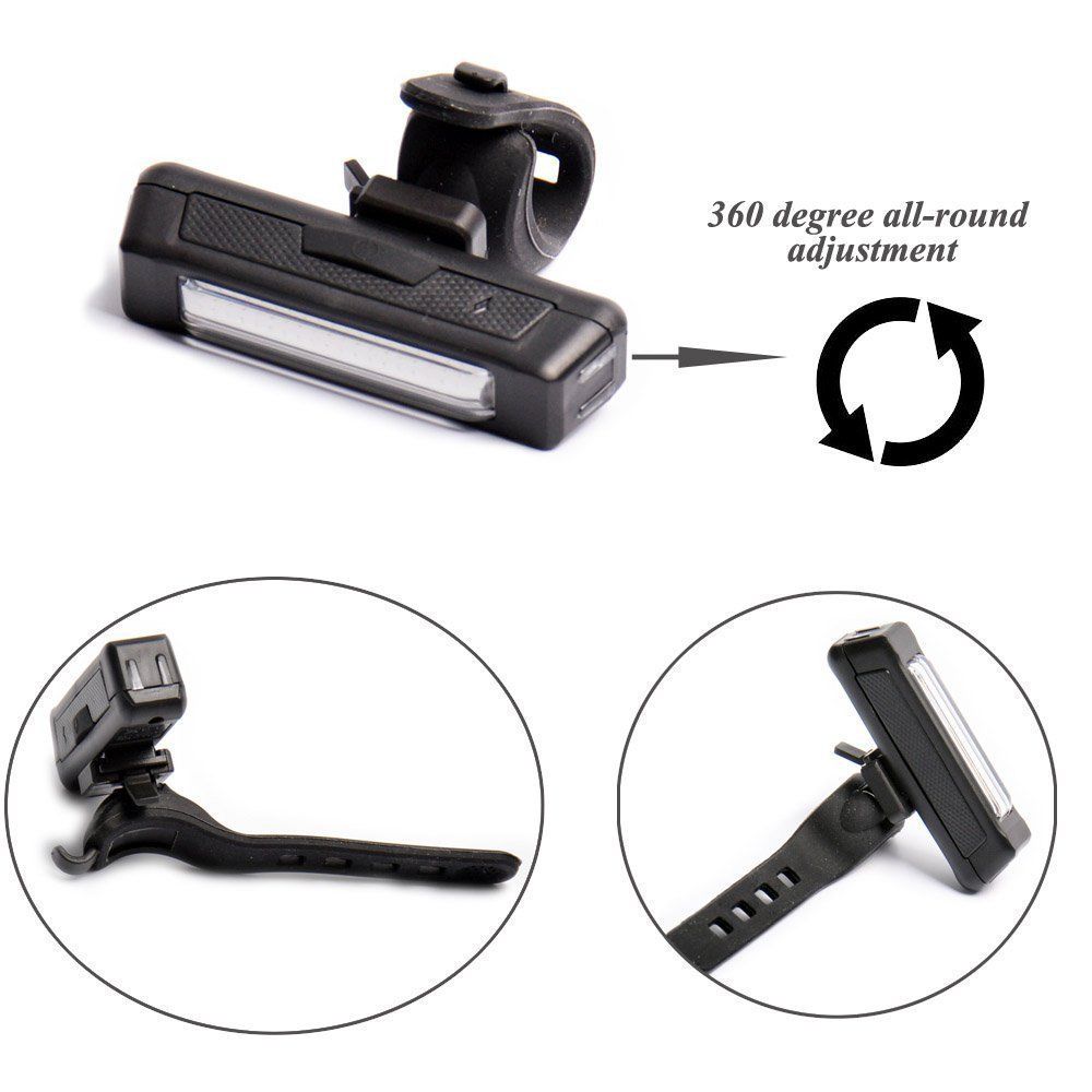 Set USB Rechargeable LED Bike Front Light headlight lamp Bar rear Tail Wide Beam V94-CBTLX2