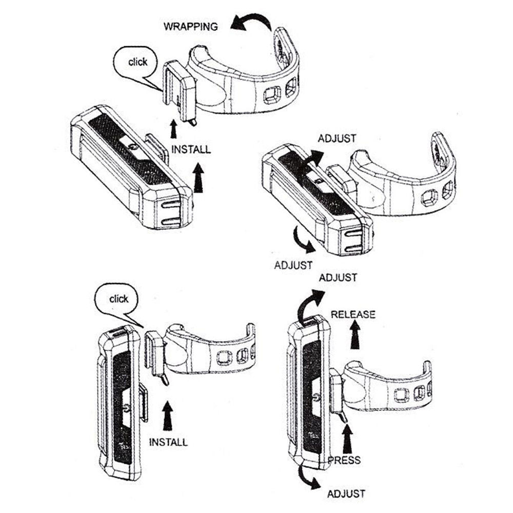 Set USB Rechargeable LED Bike Front Light headlight lamp Bar rear Tail Wide Beam V94-CBTLX2