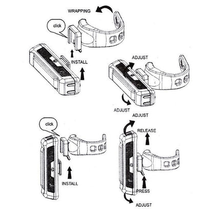 Set USB Rechargeable LED Bike Front Light headlight lamp Bar rear Tail Wide Beam V94-CBTLX2