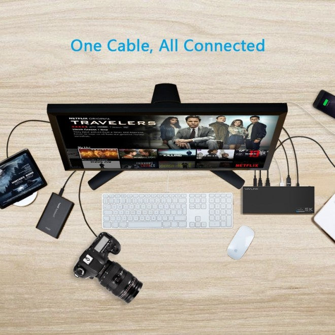 Wavlink USB-C Ultra 5K Laptop Docking Station with 6x USB3.0, 4K Dual Video Outputs, Gigabit Ethernet, Audio V28-USBWINWSUG69DK1